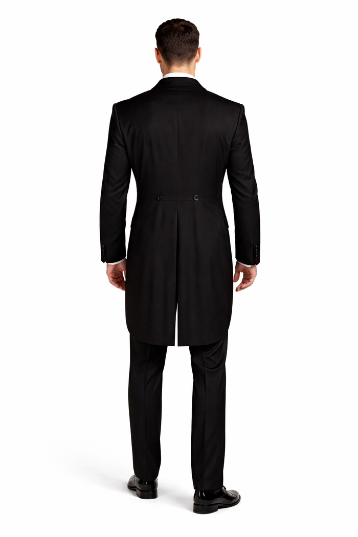 Mens Classic Black Tail Tuxedo with White Vest