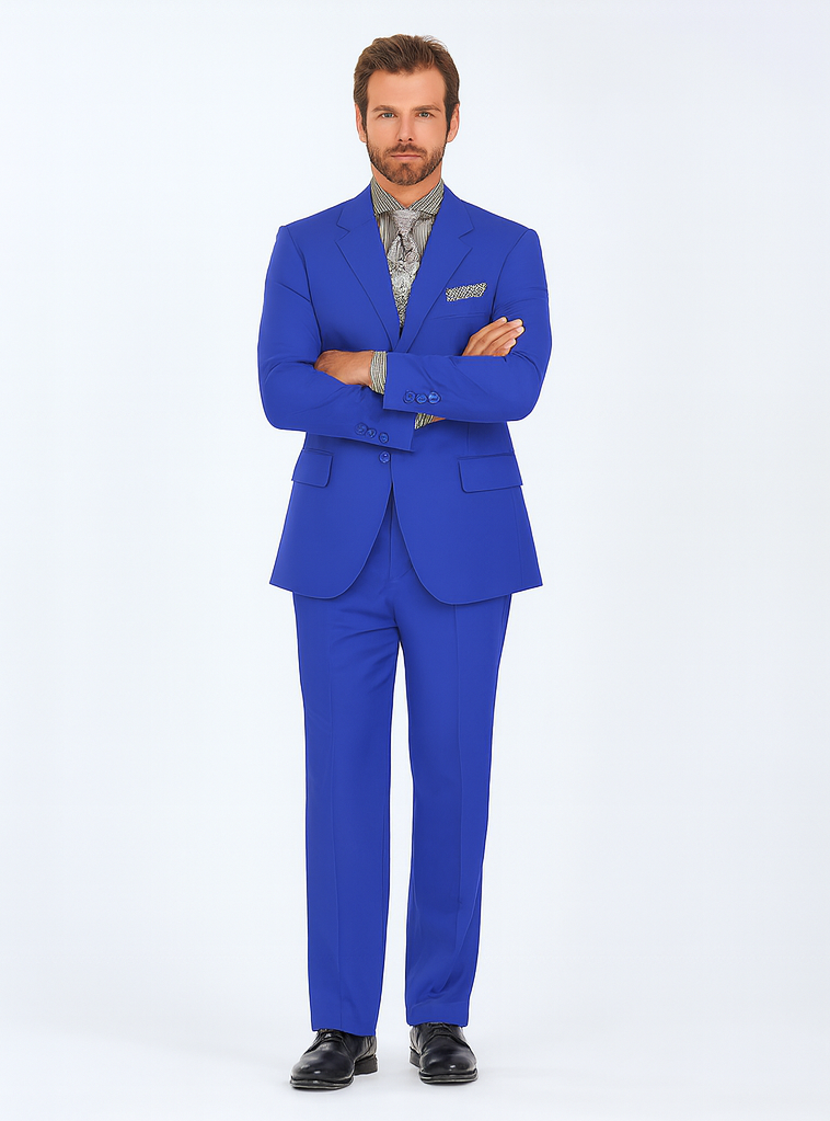 "Classic Fit Men's Three-Button Poplin Suit in Royal Blue"