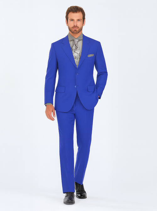 "Classic Fit Men's Three-Button Poplin Suit in Royal Blue"