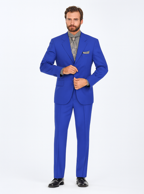 "Classic Fit Men's Three-Button Poplin Suit in Royal Blue"