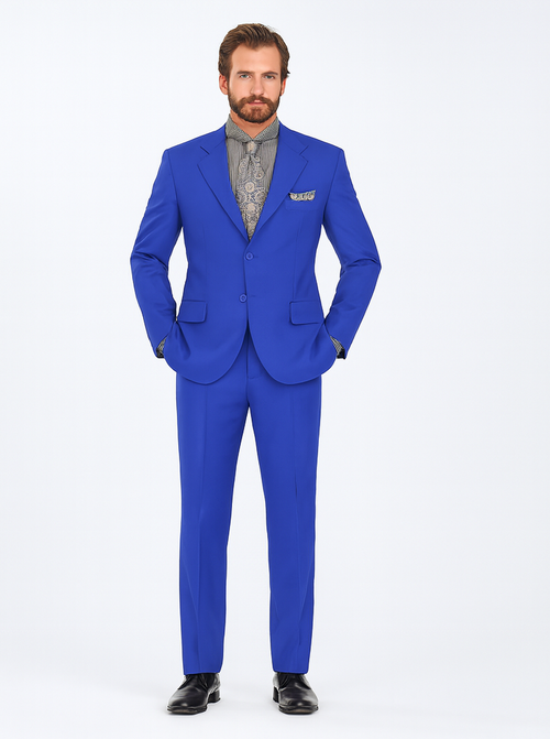 "Classic Fit Men's Three-Button Poplin Suit in Royal Blue"