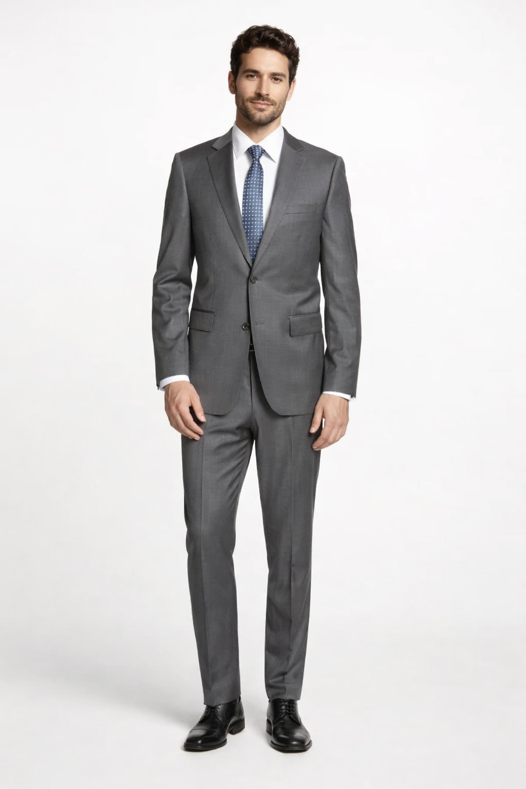 formal dress for men for office Men's Tiglio Gray Suit by Alberto Nardoni Classic 2 Piece Grey Suit Wedding | Business and Wear | All Sizes and smooth finish ensure Order Type:Made to Order 1-2 Weeks x-dotapparel21-row Blue Gray Floral Applique