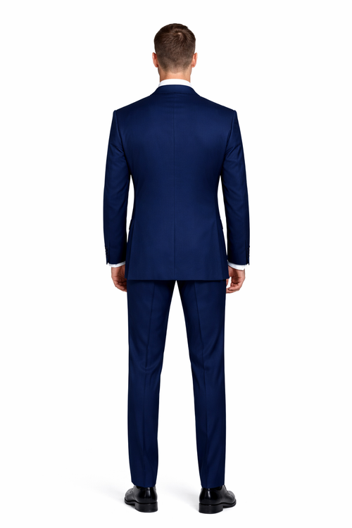 Mens Classic Wool  1 Button  Double Breasted  Suit in Sapphire Blue