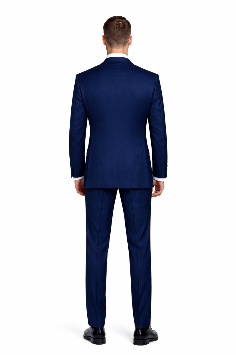 Mens Classic Wool  1 Button  Double Breasted  Suit in Sapphire Blue