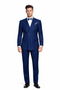 Mens Classic Wool  1 Button  Double Breasted  Suit in Sapphire Blue
