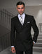 Mens Classic Wool Double Breasted Suit in Black - AlbertoNardoniStore