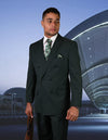 Mens Classic Wool Double Breasted Suit in Hunter Green - AlbertoNardoniStore
