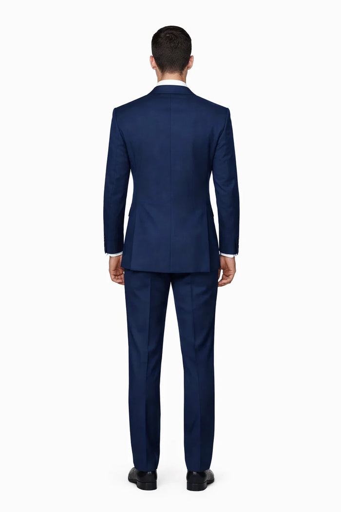 Mens Classic Wool Double Breasted Suit in Sapphire Blue