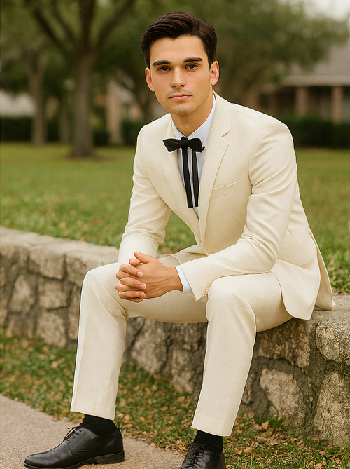 Mens Colonel Sanders White Single Breasted Suit Besom Costume