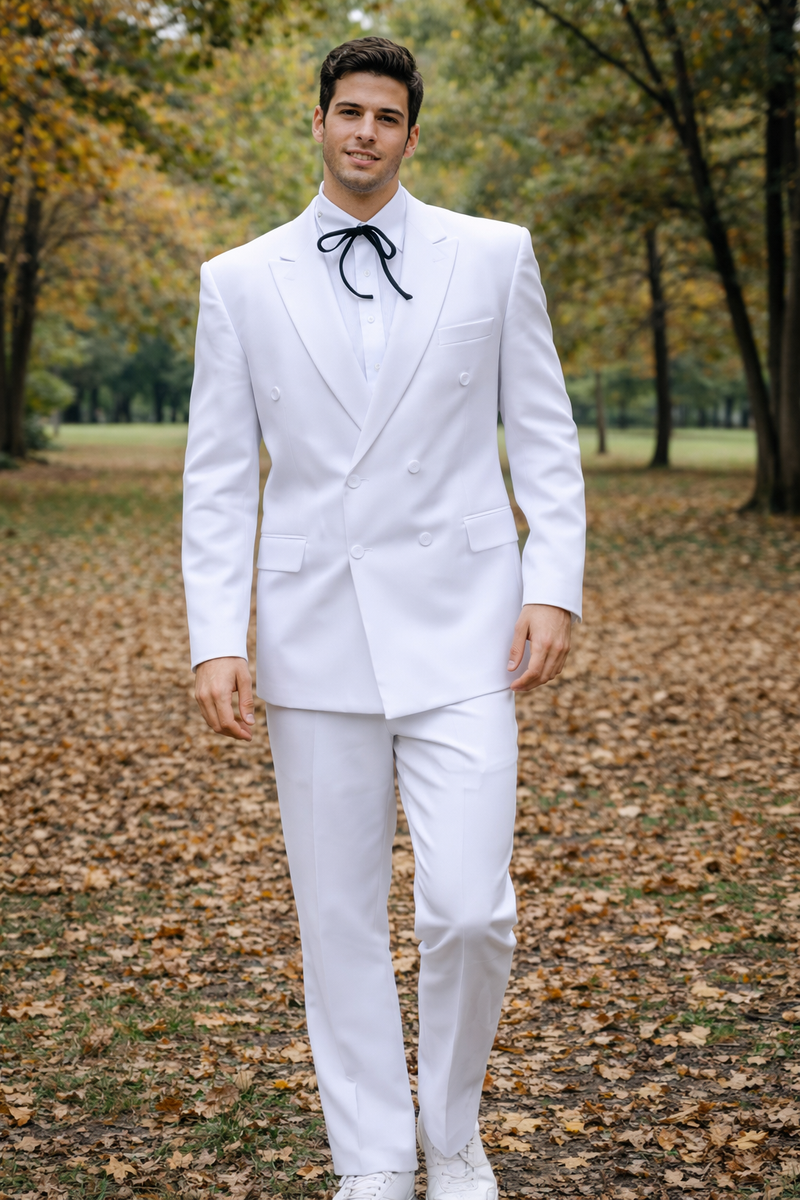 Mens Colonel Sanders White Double Breasted Suit Besom Pocket Costume
