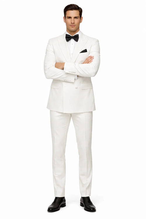 Mens Colonel Sanders White Double Breasted Suit Chest Pocket Costume