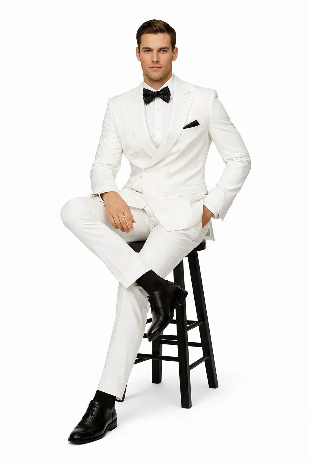 Mens Colonel Sanders White Double Breasted Suit Chest Pocket Costume