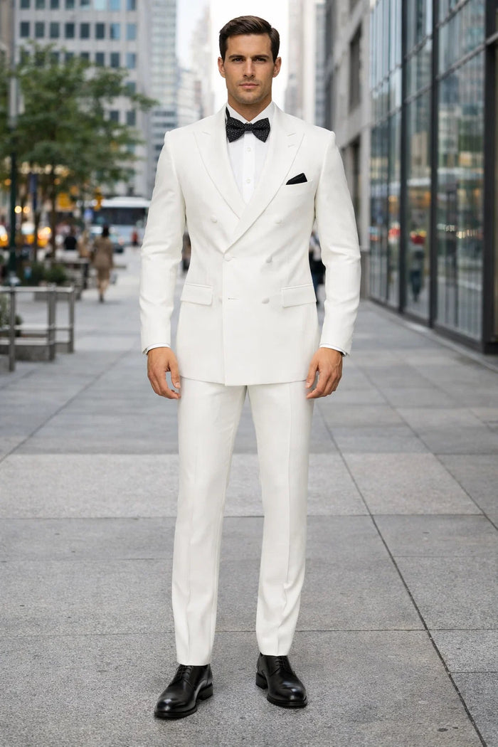 Mens Colonel Sanders White Double Breasted Suit Chest Pocket Costume