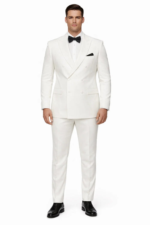 Mens Colonel Sanders White Double Breasted Suit Chest Pocket Costume