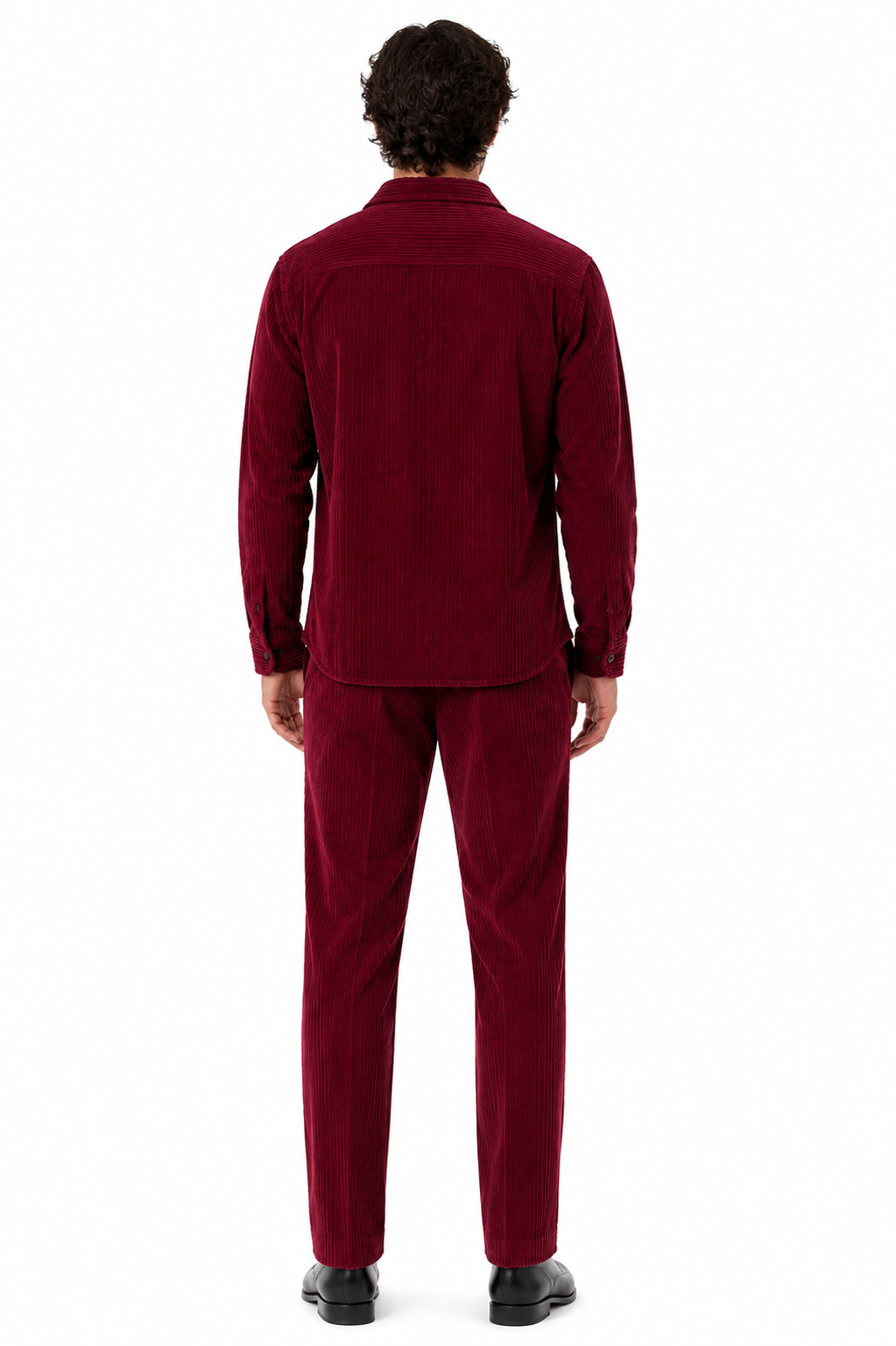 Mens Corduroy  Shirt and Pants Walking Suit in Winter Cotton Fabric Casual in Color Burgundy leisure Style