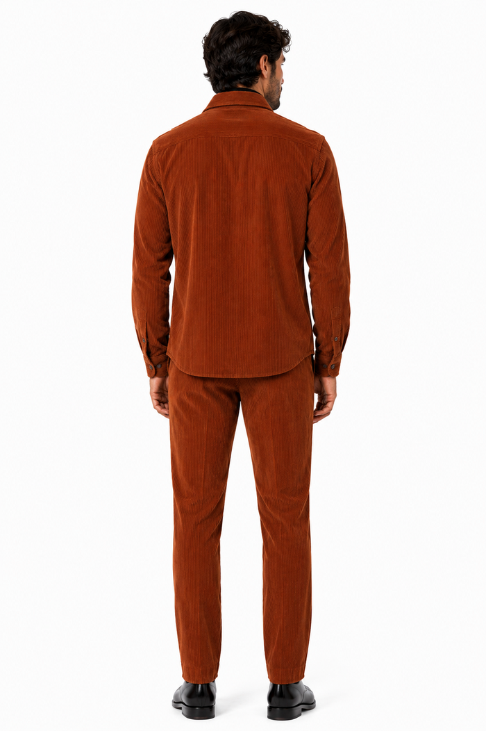 Men's Corduroy Shirt and Pants Walking Suit in Winter Cotton