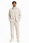 Mens Corduroy Shirt and Pants Walking Suit in Winter Cotton Fabric Casual in Color Off White Ivory Cream leisure Style