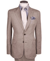 Mens Dark Tan Linen Suit - AlbertoNardoniStore