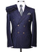 Mens Designer Modern Fit Double Breasted Wool Suit with Gold Buttons in Navy - AlbertoNardoniStore