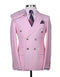 Mens Designer Modern Fit Double Breasted Wool Suit with Gold Buttons in Pink - AlbertoNardoniStore