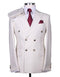 Mens Designer Modern Fit Double Breasted Wool Suit with Gold Buttons in White - AlbertoNardoniStore