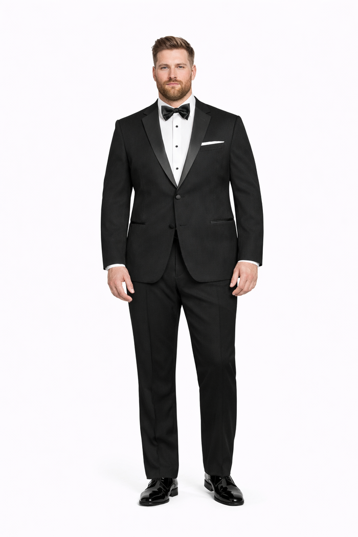 Mens Designer Slim Fit Two Button Wedding Tuxedo in Black