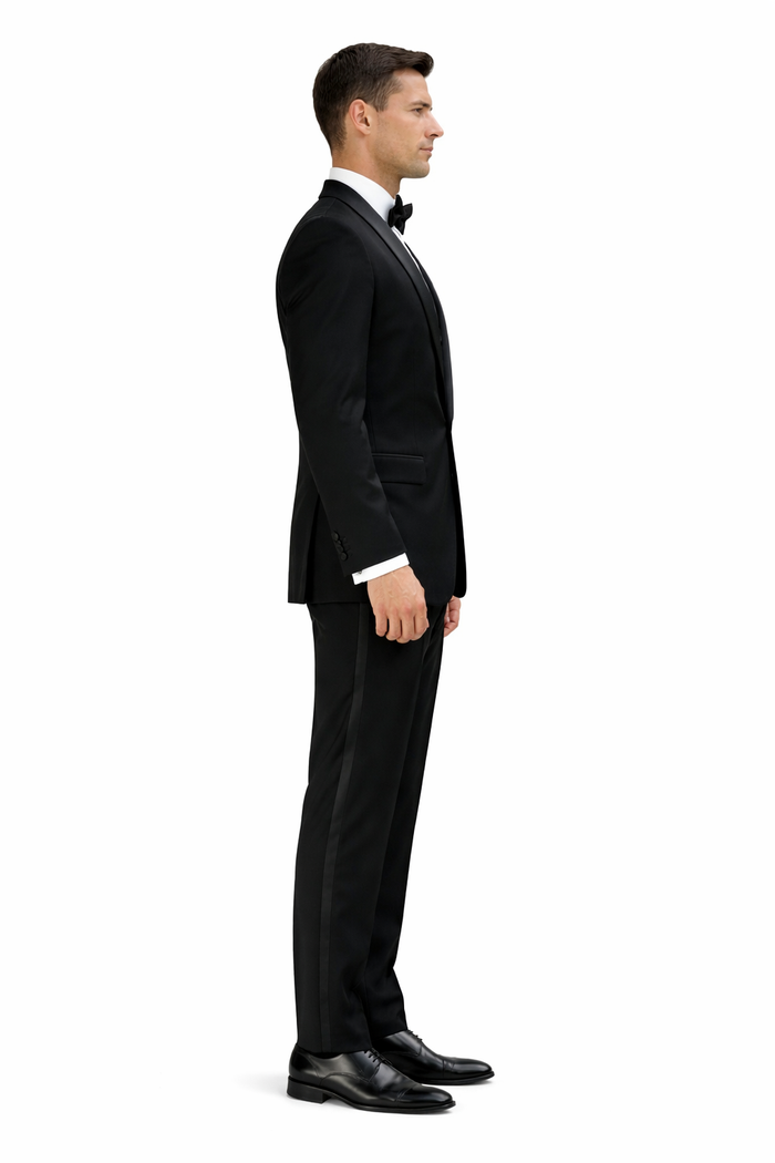 Men's Designer Vested Velvet Wedding & Prom Tuxed in Black