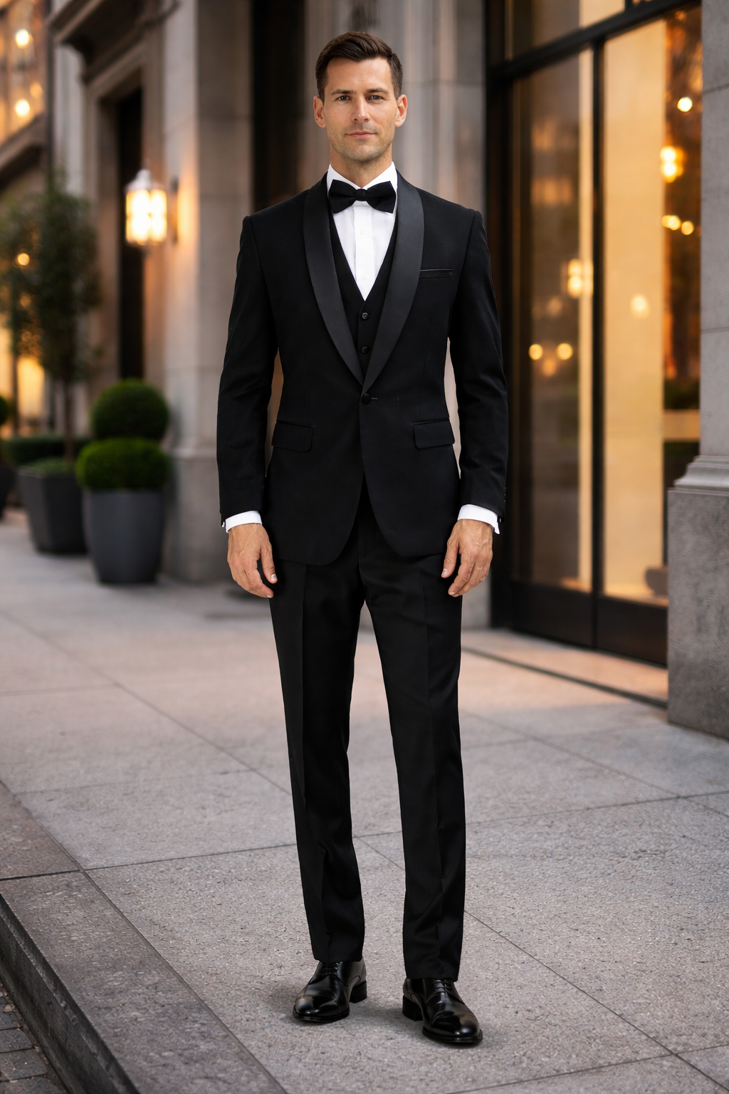 Men's Designer Vested Velvet Wedding & Prom Tuxed in Black