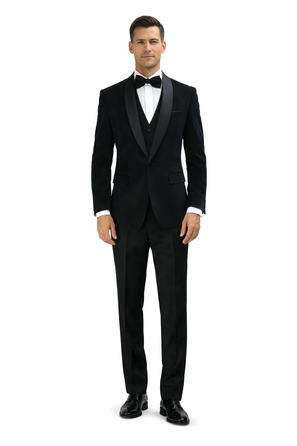 Men's Designer Vested Velvet Wedding & Prom Tuxed in Black