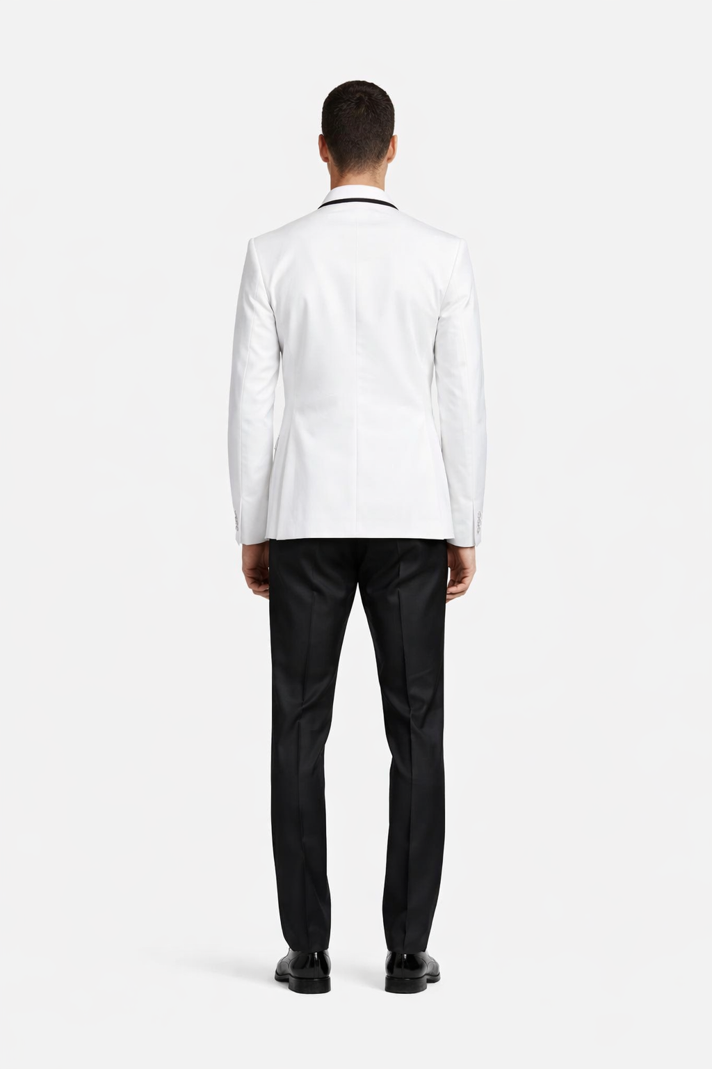 Mens Designer White & Black Trimmed Traditional Dinner Jacket Tuxedo