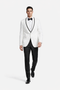 Mens Designer White & Black Trimmed Traditional Dinner Jacket Tuxedo