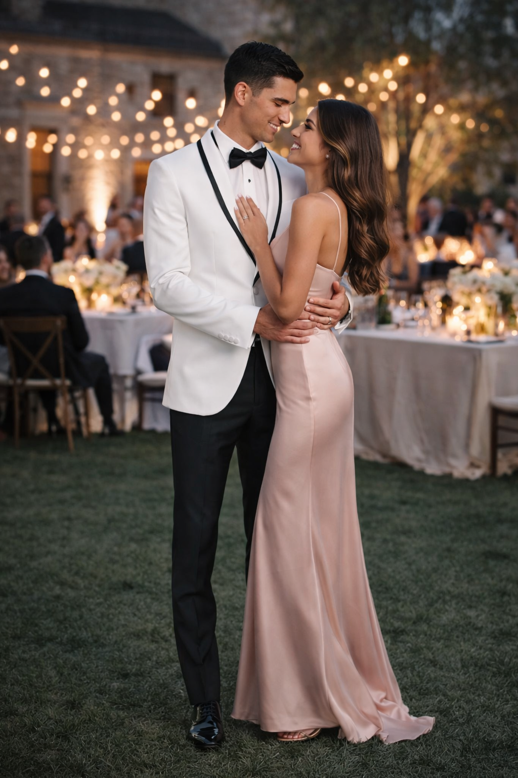 Mens Designer White & Black Trimmed Traditional Dinner Jacket Tuxedo