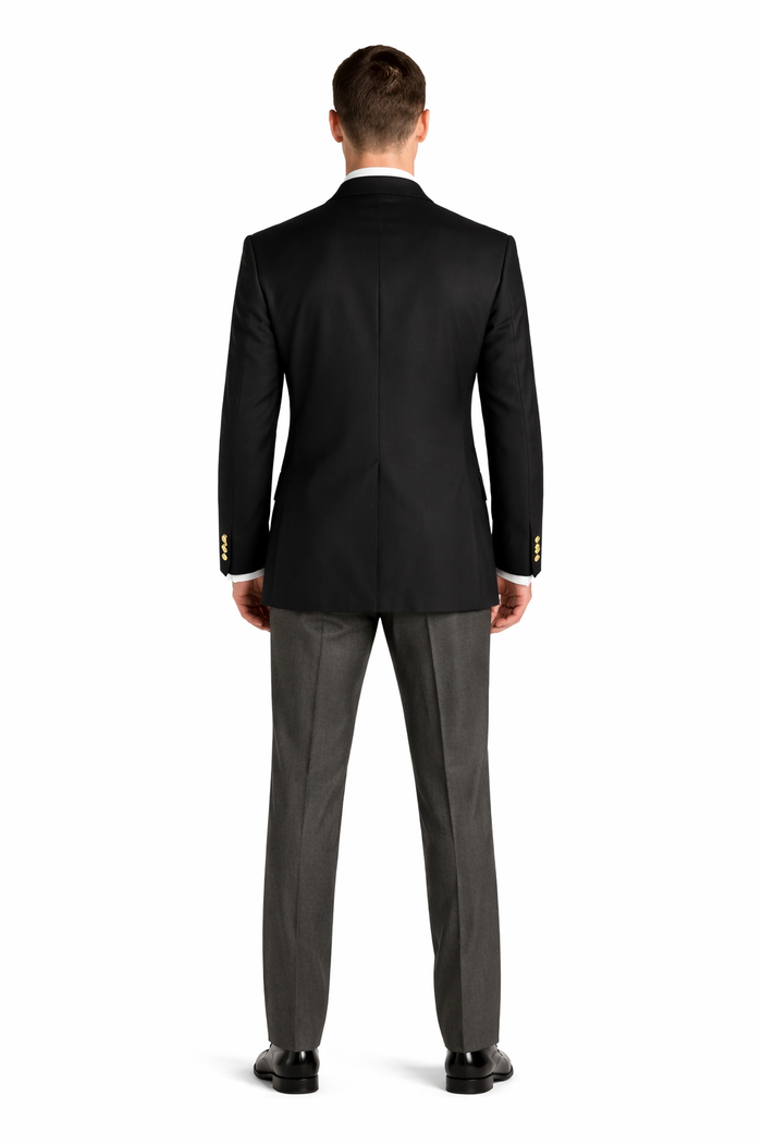 Mens Double Breasted  Blazer With Gold Buttons in Black or Navy in 100% Wool Fabric