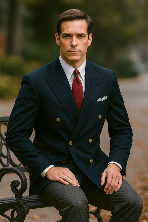 Mens Double Breasted  Blazer With Gold Buttons in Black or Navy in 100% Wool Fabric