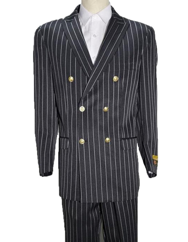 Mens Double Breasted Bold Pinstripe in Black & White - AlbertoNardoniStore