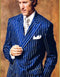 Mens Double Breasted Gangster Pinstripe in Royal & White - AlbertoNardoniStore