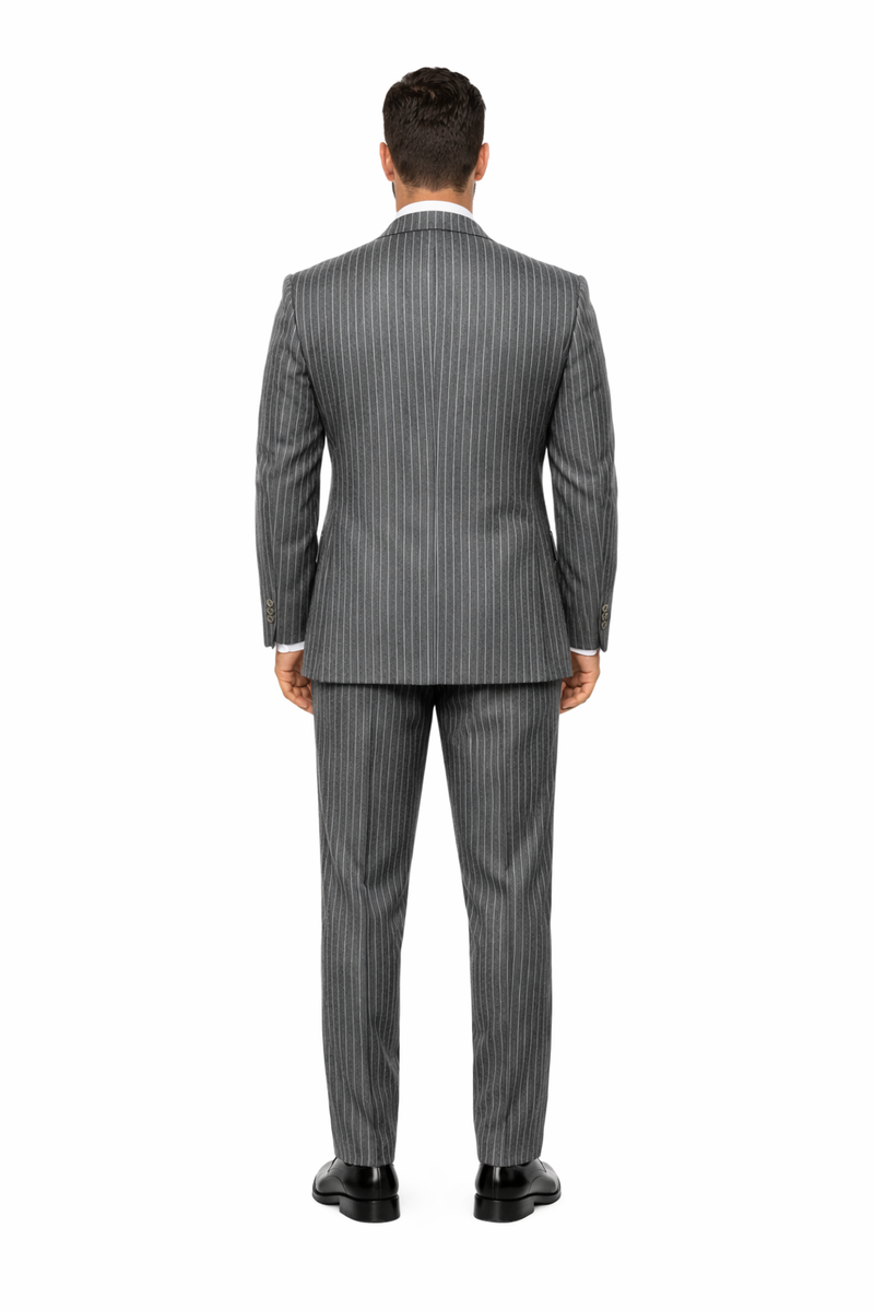 Mens Double Breasted |Gomez Addam | Addams Family Costume in Charcoal Grey Pinstripe