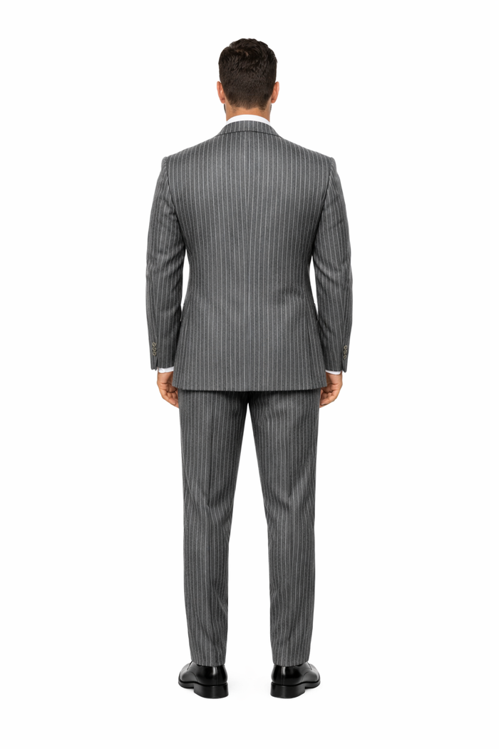 Mens Double Breasted |Gomez Addam | Addams Family Costume in Charcoal Grey Pinstripe