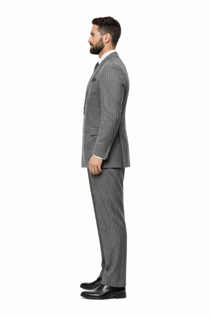 Mens Double Breasted |Gomez Addam | Addams Family Costume in Charcoal Grey Pinstripe