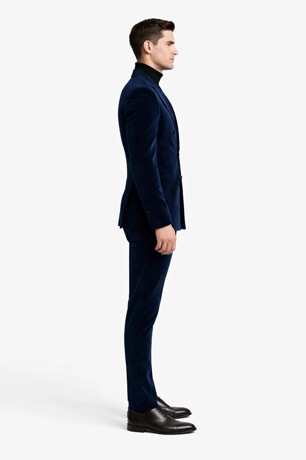 Mens Double Breasted Suits Slim Fitted - Velvet Suit - Winter Fabric Dark Royal Suit