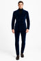 Mens Double Breasted Suits Slim Fitted - Velvet Suit - Winter Fabric Dark Royal Suit