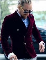 Mens Double breasted Velvet Blazer - AlbertoNardoniStore