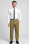 Mens Double Pleated Trousers - Double Pleated Dress Pants - Slacks Beige