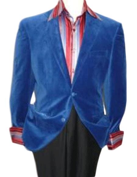 Wholesale Mens Jackets - Wholesale Blazer -  Royal Blue Velvet Blazer