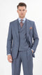 Mens Dusty Blue 3 Piece Suit 100% Wool Fabric – Classic Fit Wide Leg Pleated Pants Double Breasted Vest Formal Business Church Suit By Apollo King