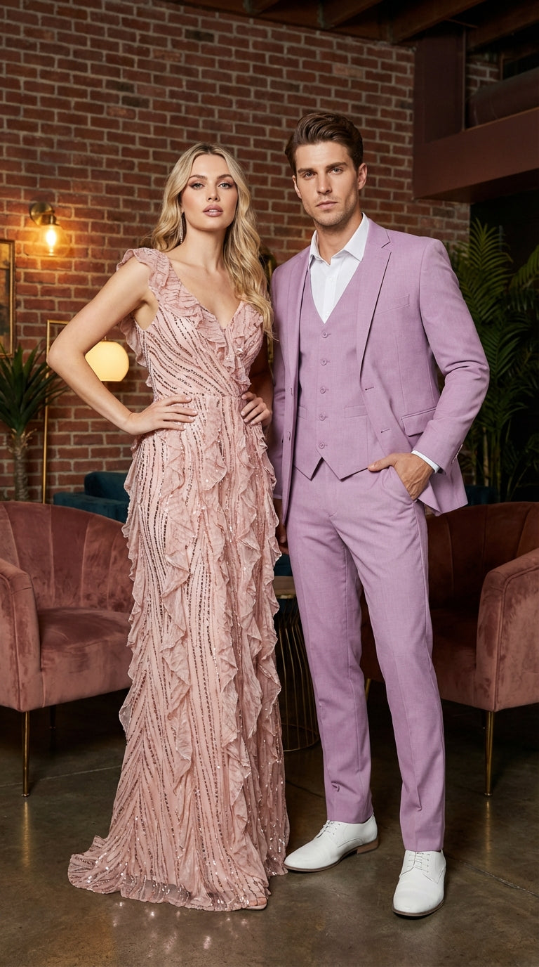 Men's Dusty Rose 3 Piece Suit – Modern Pink Formal Suit Set for