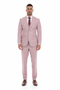 Mens Dusty Rose Three Piece Plaid Suit – Pink Check Wedding and Business Formal Suit Set Windowpane Pattern