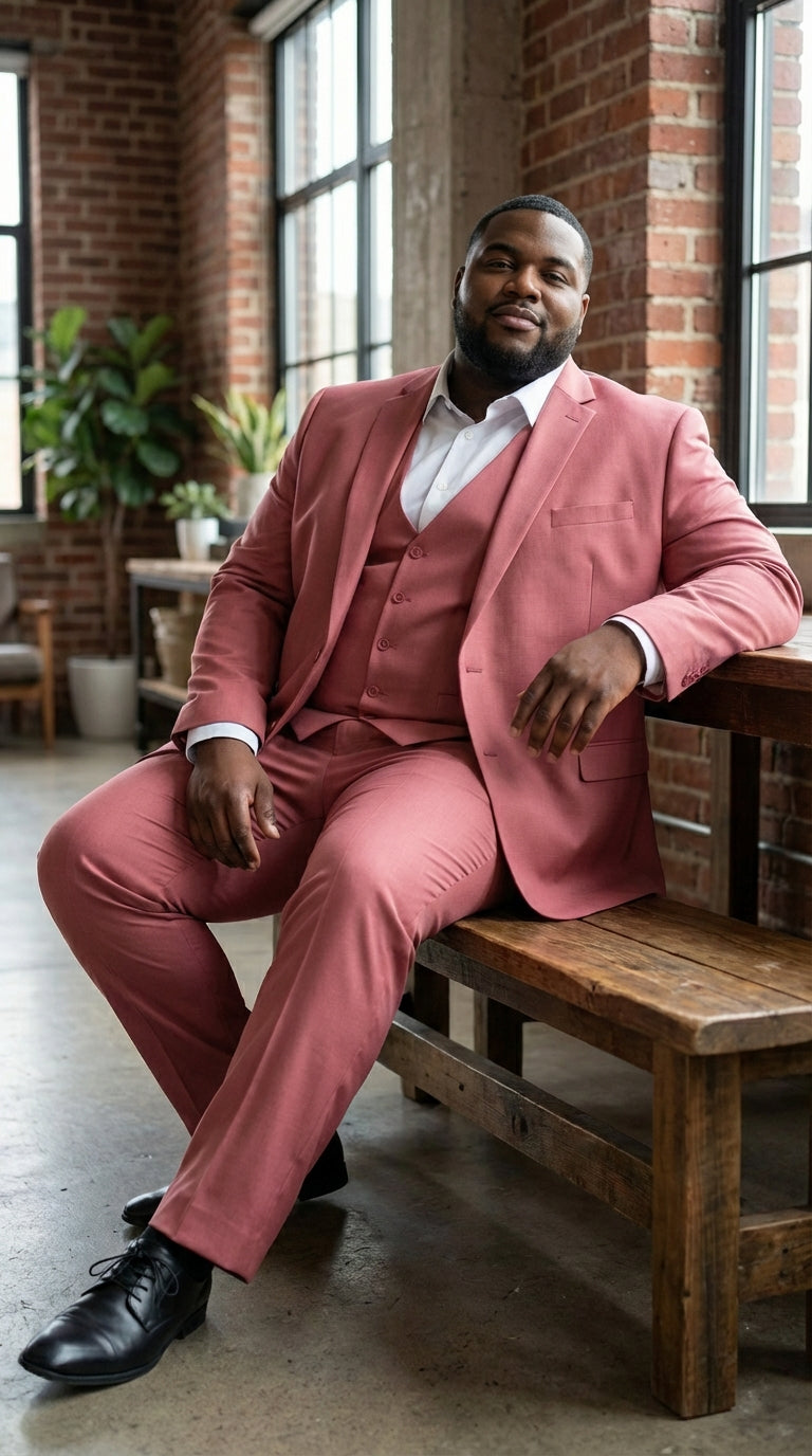 Mens Dusty Rose Three Piece Suit – Modern Formal 3PC Wedding and Prom Suit - Pink Coloe Modern Fit
