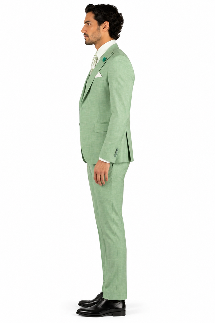 Mens Easter Suit - Jacket and Pants in Summer Color Light Green Modern Fit Light Weight