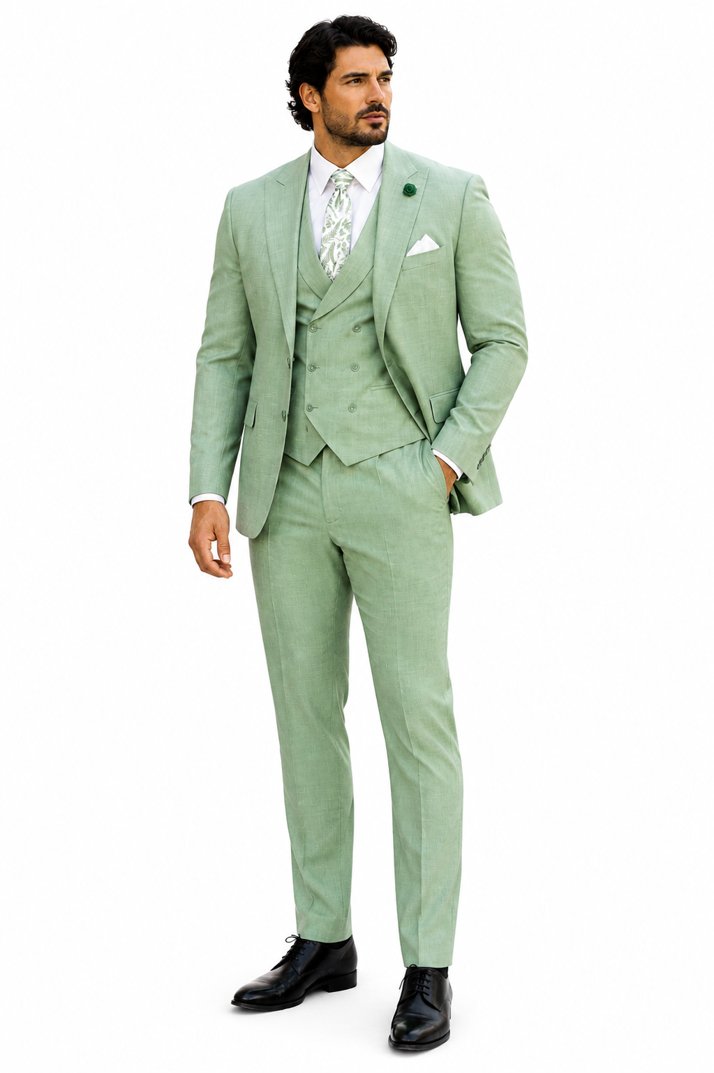 Mens Easter Suit - Jacket and Pants in Summer Color Light Green Modern Fit Light Weight